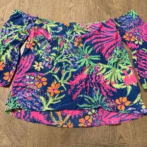 Lilly Pulitzer Sain Off The Shoulder Top in Catch the Wave Size XXS